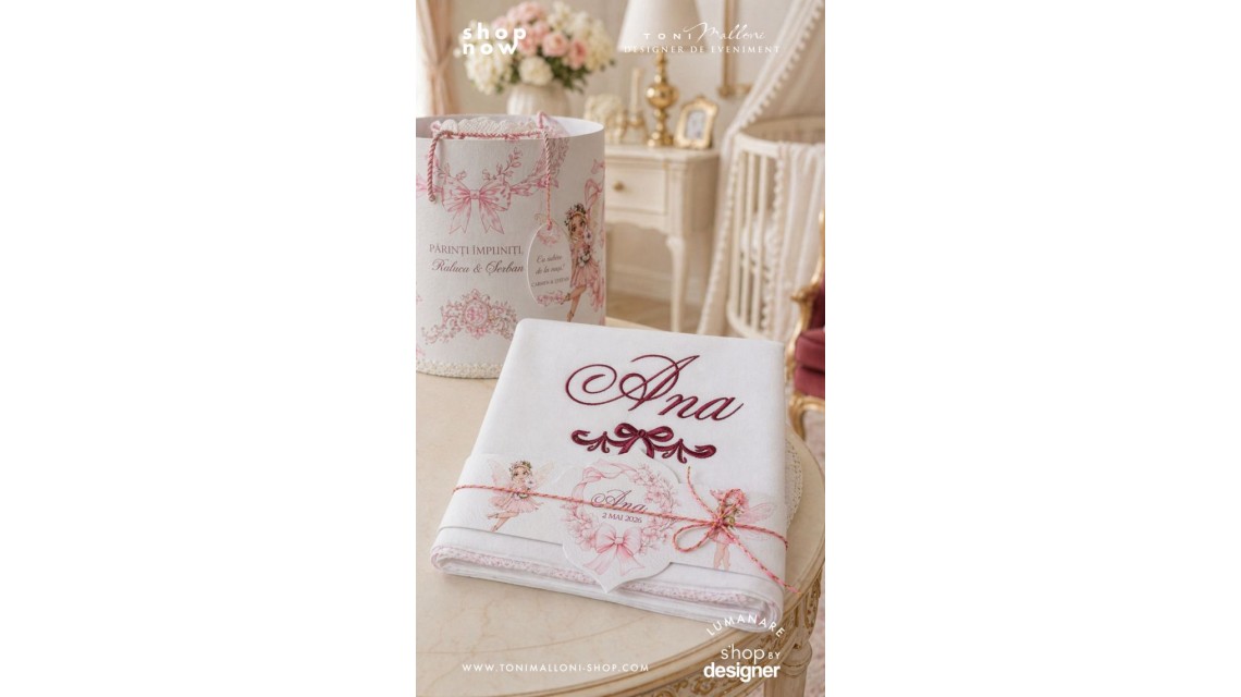 Trusou de Botez Bow Fairy Garden Personalizat pentru Fetițe 9